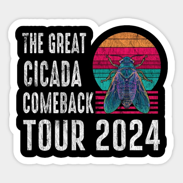 The Great Cicada Comeback Tour 2024 Vintage Sticker by Zimmermanr Liame